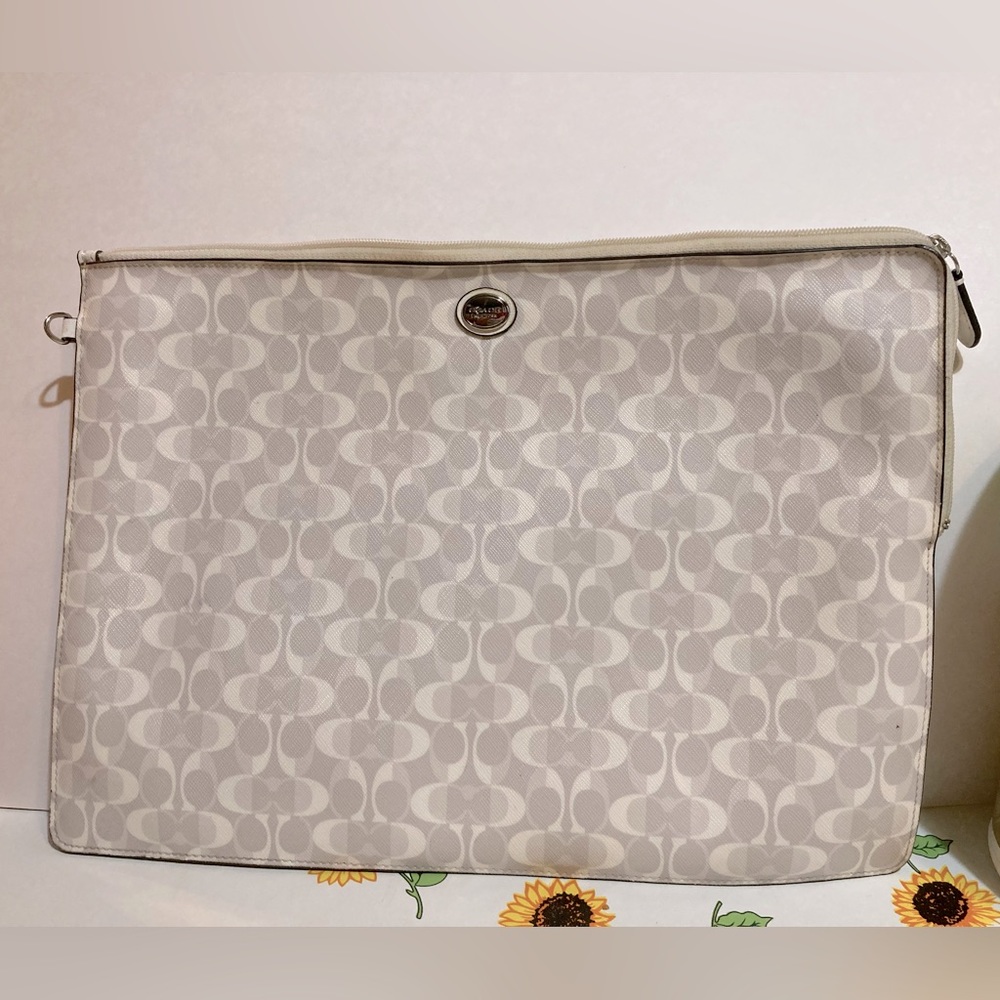 NO OFFERS Coach Gray white Lap Top bag